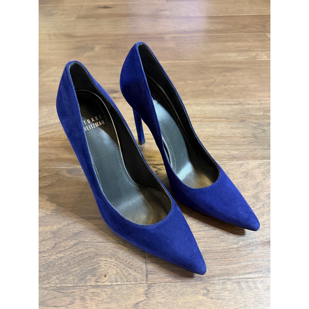 Stuart Weitzman Royal Blue Suede Pointed Toe Stiletto Pumps Heels 7.5 M QW67923